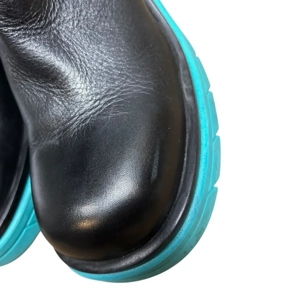 Steve Madden Dacy Tall Leather Boots Blue Black Chunky Platform size 9 Shoes - Picture 7 of 9